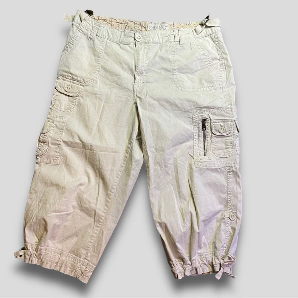 GITANO Y2K GORP CARGO COTTON PANTS STRAIGHT UTILITY POCKET CREAM KHAKI 16W 1X